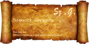 Szenczi Gergely névjegykártya